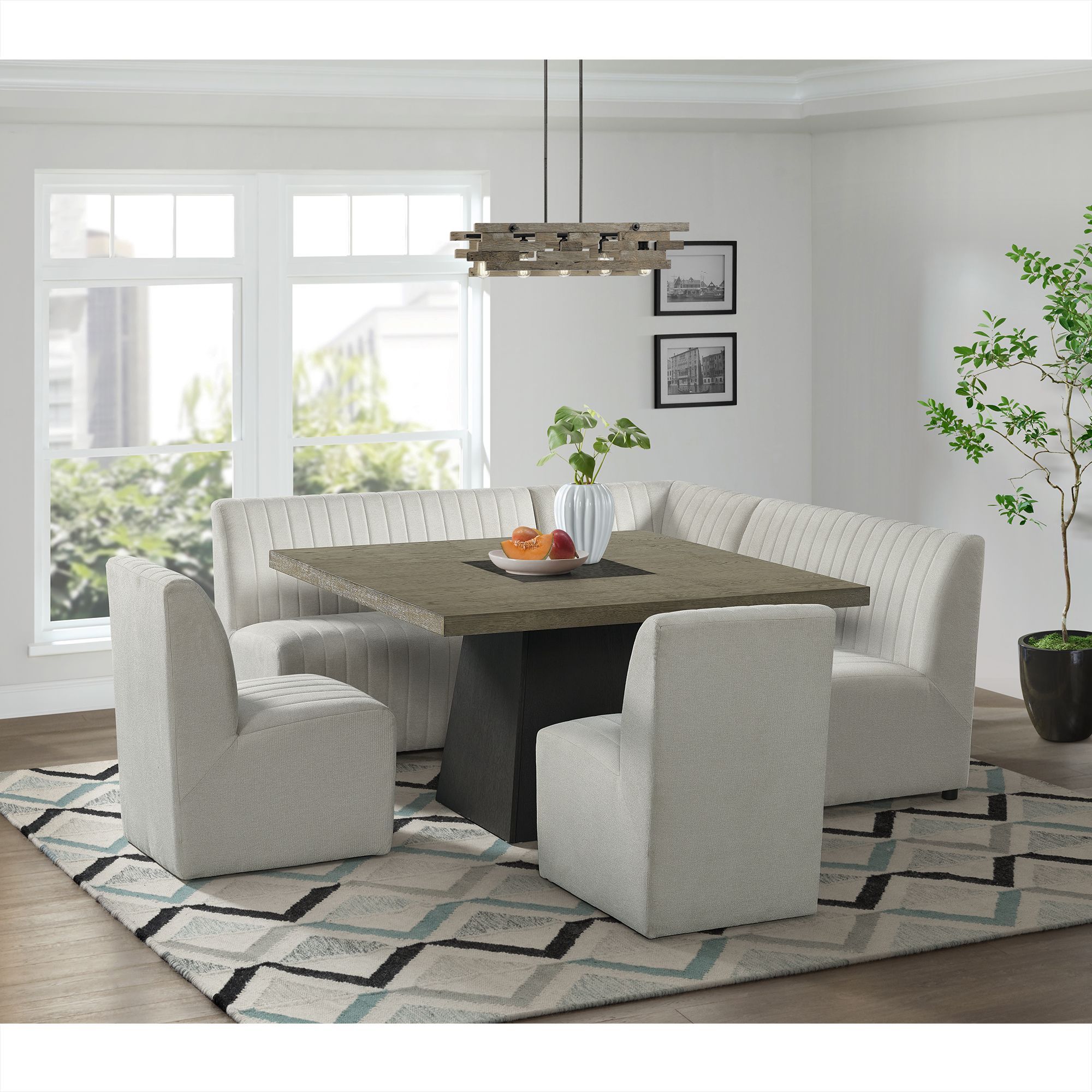 Picket House Furnishings Rizzo Dining Corner Chair in Beige Linen