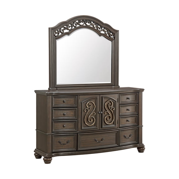 Picket House Furnishings Rosalinda Dresser and Mirror Set in Mahogany