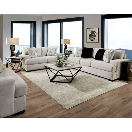 Picket House Furnishings Rowan Wood & Fabric Sofa Set in Fentasy Silver Set of 2