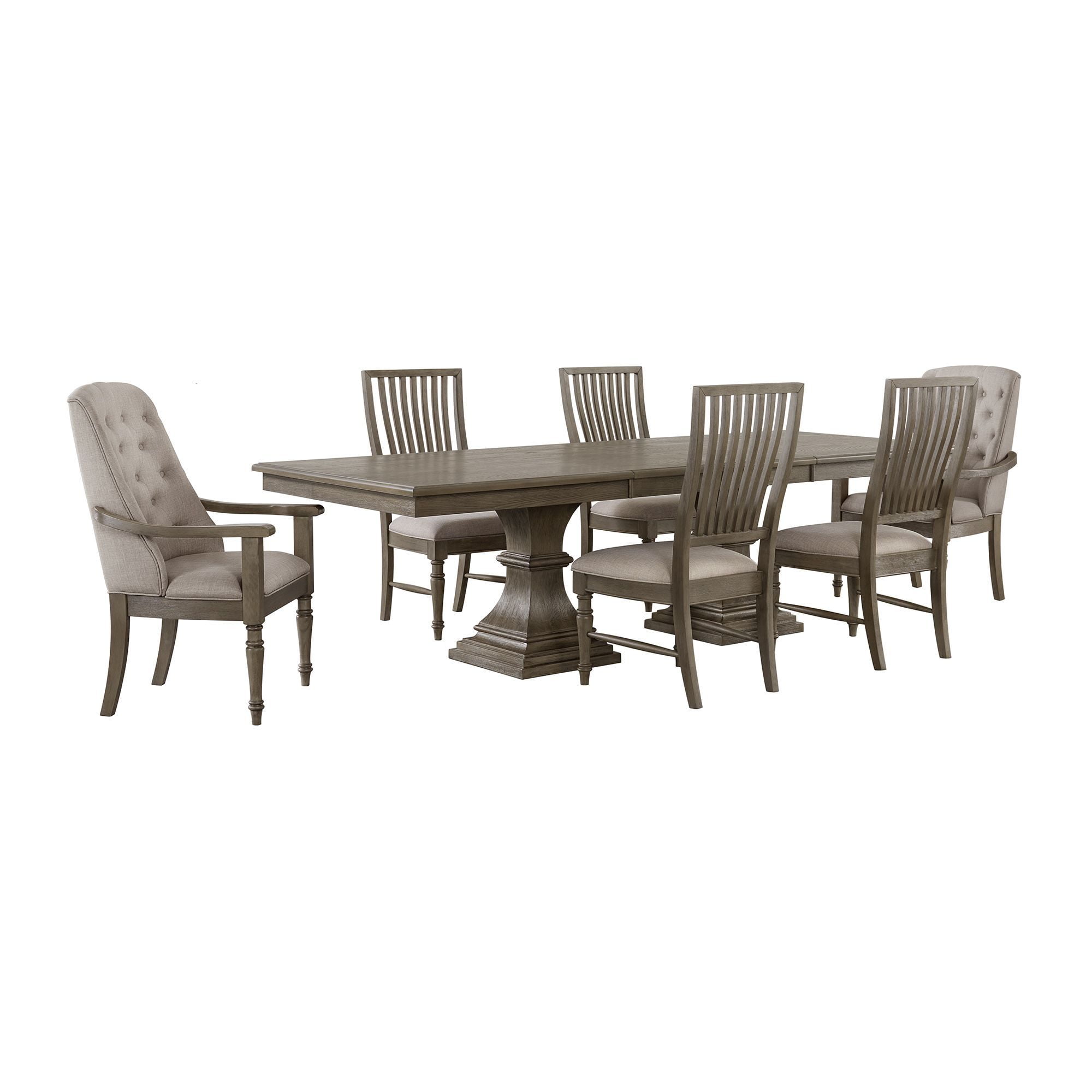 Royale 7-Piece Gray Extendable Double Pedestal Dining Set