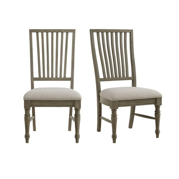 Picket House Furnishings Royale Dining Side Chair Set with Taupe Fabric in Grey