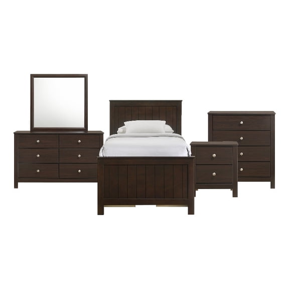 Picket House Furnishings Santino Twin Captains 5PC Bedroom Set in Espresso