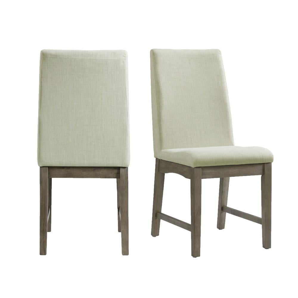 Gray Upholstered Transitional Side Chair with Wood Frame
