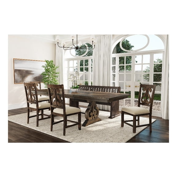 Picket House Furnishings Stanford 6PC Dining Set in Charcoal
