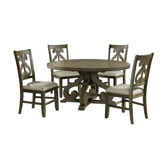Picket House Furnishings Stanford Round 5PC Dining Set-Table & Four Chairs