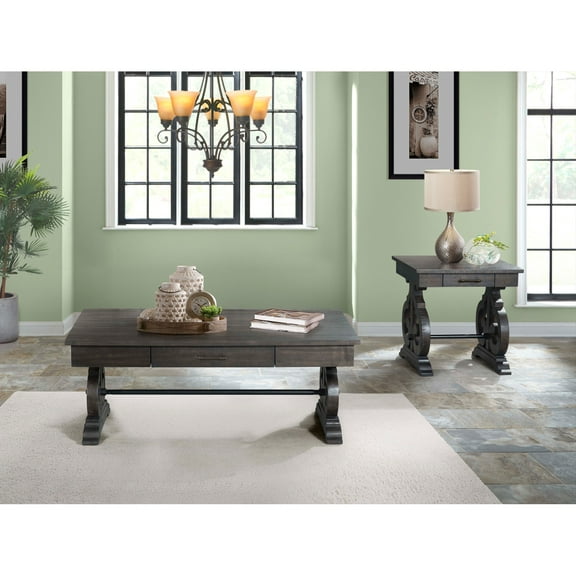 Picket House Furnishings Stanford Traditional Wood 1 Drawer Coffee Table, Dark Ash