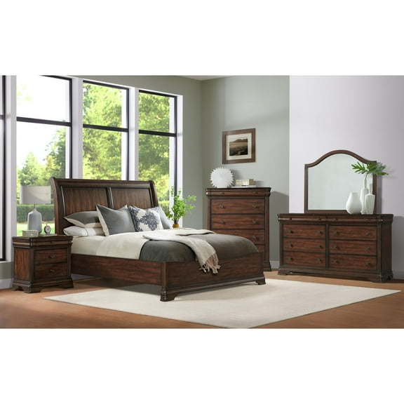 Picket House Furnishings Stark Sleigh Headboard King Bed in Cherry
