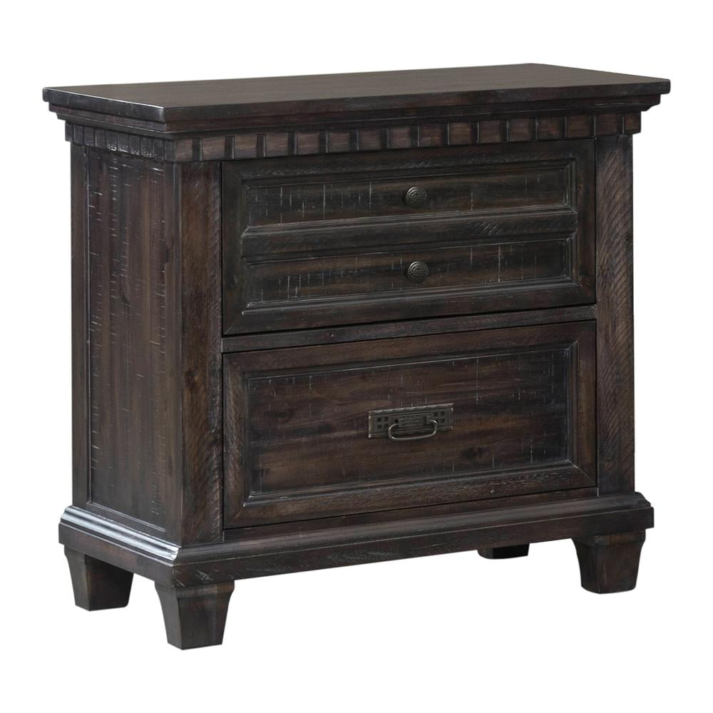Steele Traditional 3-Drawer Nightstand in Smokey Gray Oak with LED Light