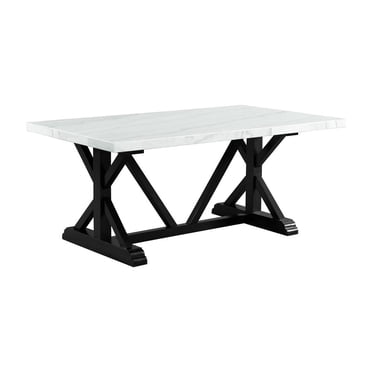 Liam Standard Height Rectangular Dining Table in White Marble - Walmart.com