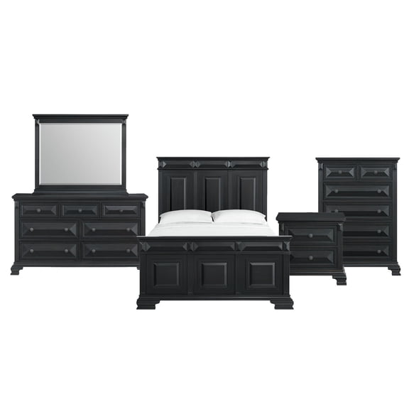 Picket House Furnishings Sumner Queen Panel 5PC Bedroom Set in Black