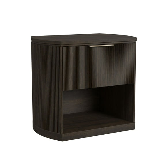 Sutton 1-Drawer Nightstand with Touch Light in Dark Brown LED