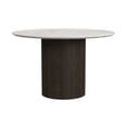 thumbnail image 1 of Sutton Round Dining Table with White Faux Marble Top in Dark Brown, 1 of 8