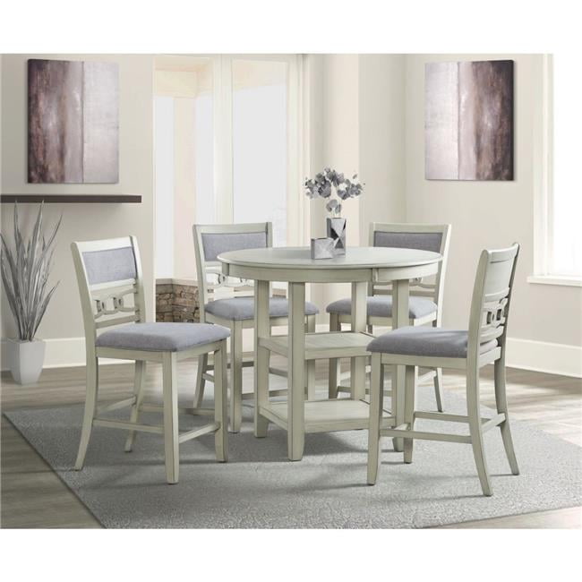 Bisque Gray 42" Transitional Round Wood Counter Height Dining Table