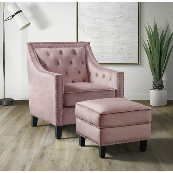 Picket House Furnishings Teagan Ottoman in Blush