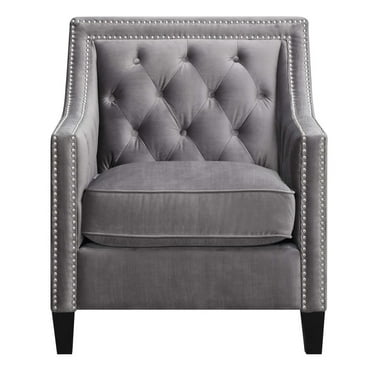 Picket House Furnishings Teagan Velvet Accent Chair in Gun Metal Gray