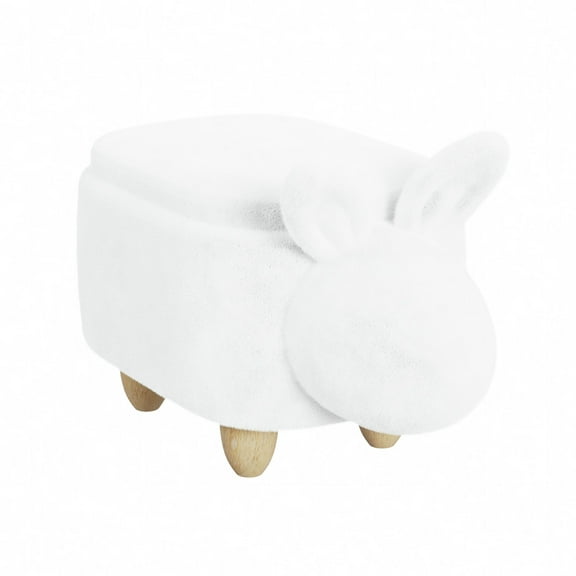 Picket House Furnishings Thumper Rabbit Storage Stool in White