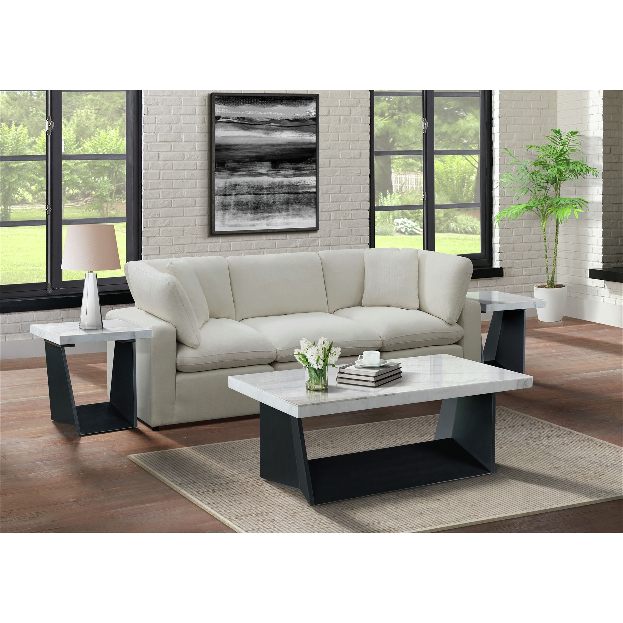 Tobias White Marble Top Rectangular Accent Table