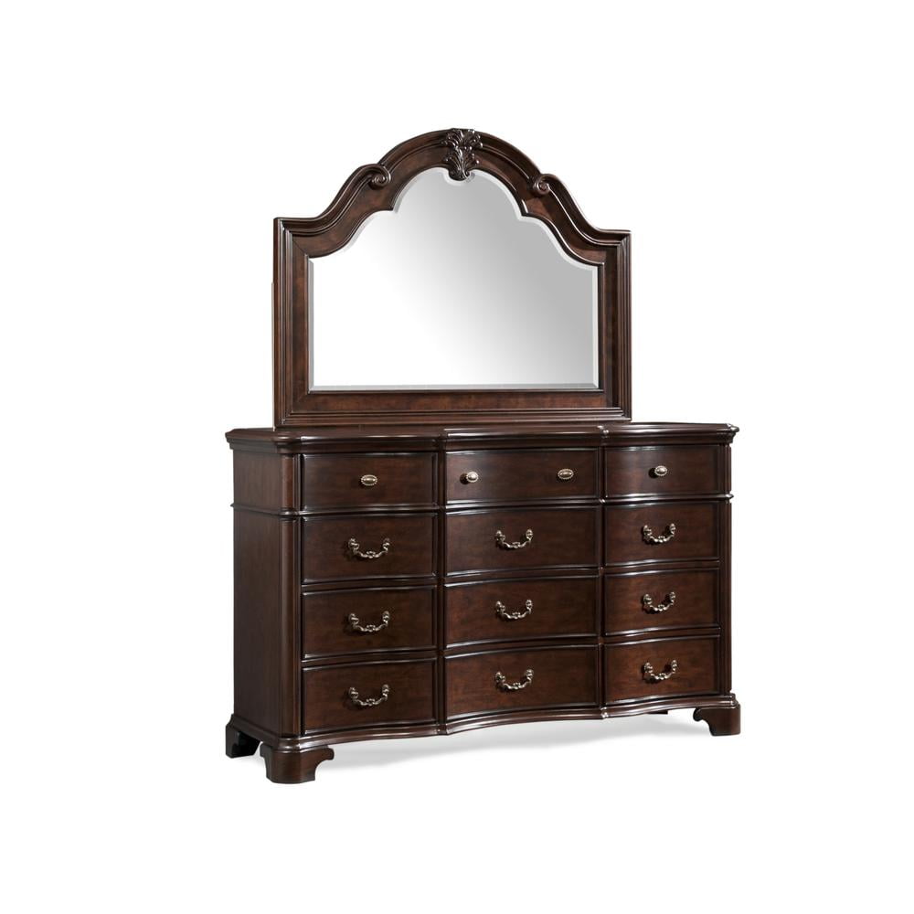Tomlyn 68" Dark Cherry Poplar Wood Dresser with Felt Lined Drawers