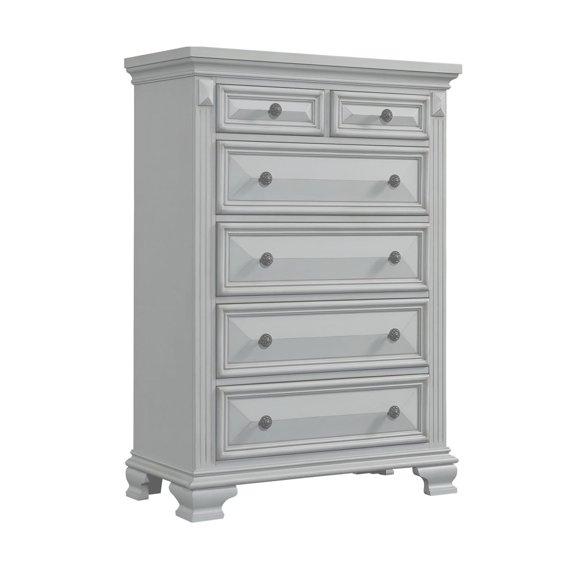 Gray Pine Transitional 6-Drawer Vertical Chest with Felt Lined Drawers