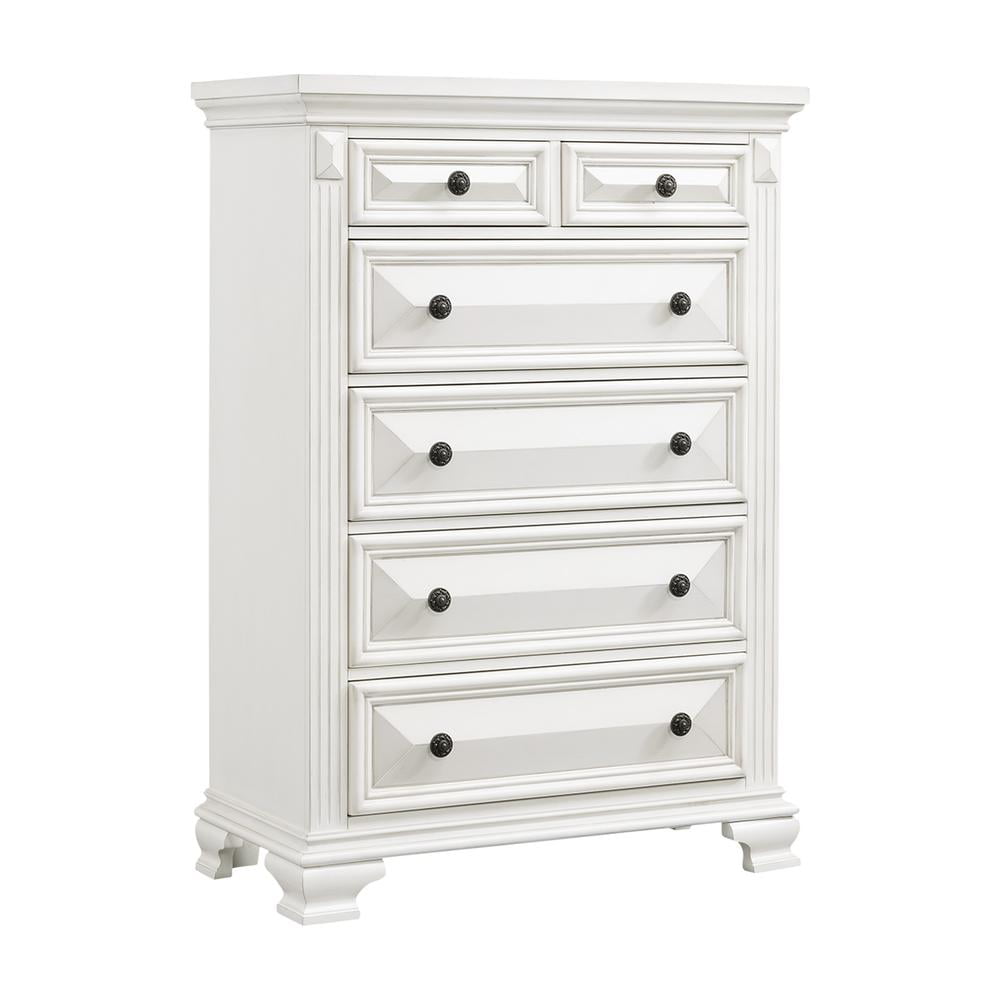 Trent White Transitional 6-Drawer Vertical Chest with Felt Lining