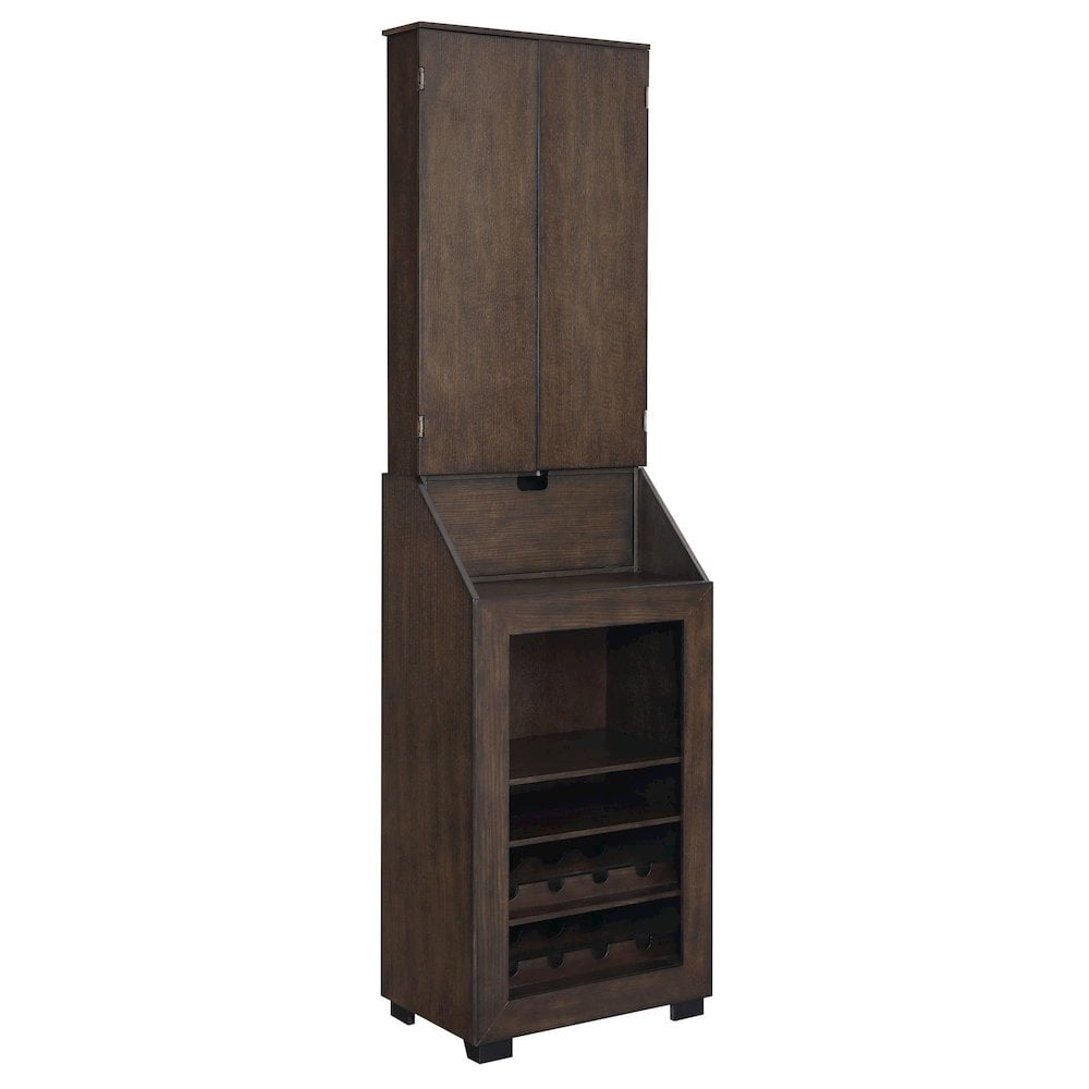 Walnut Dartboard Cabinet with Wine Rack and Shelves