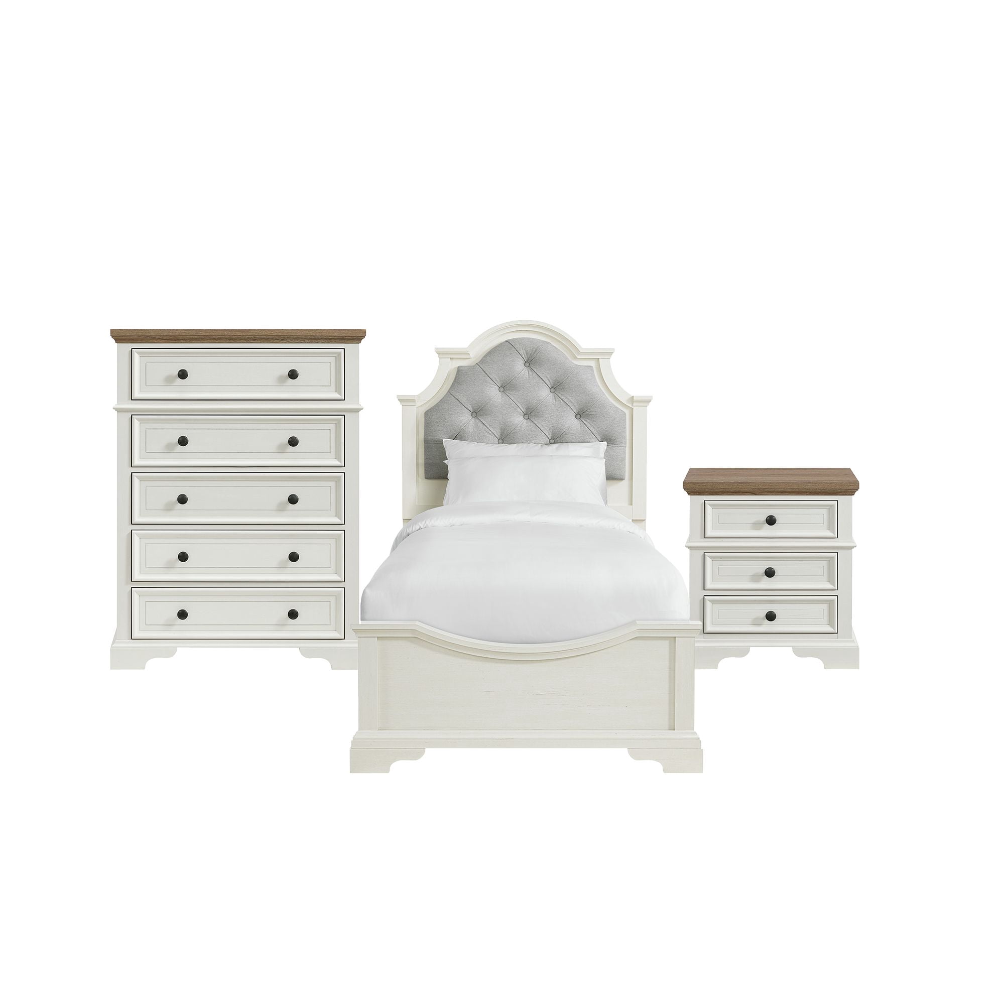 Picket House Furnishings Ulysses Youth Twin UPH 3PC Bedroom Set in White
