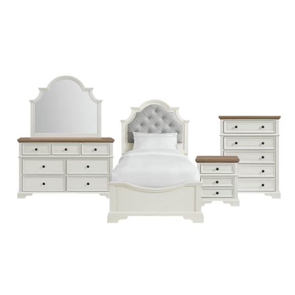 Picket House Furnishings Ulysses Youth Twin UPH 5PC Bedroom Set in White
