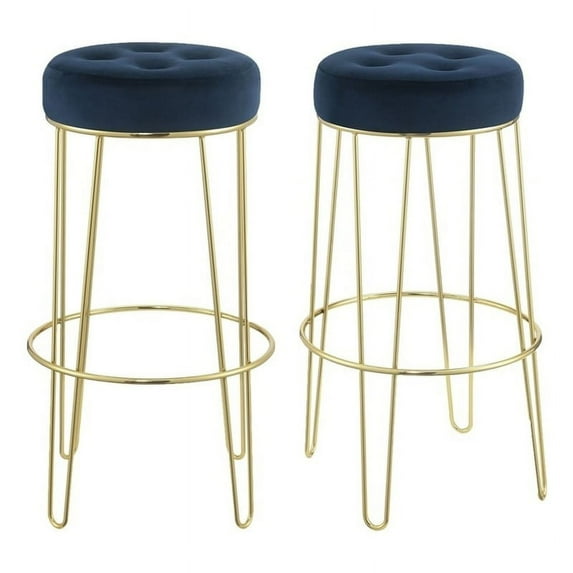 Picket House Furnishings Vera Bar Stool Set in Navy