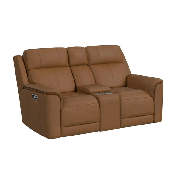 Walker Power Motion Loveseat Console Power Headrest Lumbar in Aline Butternut