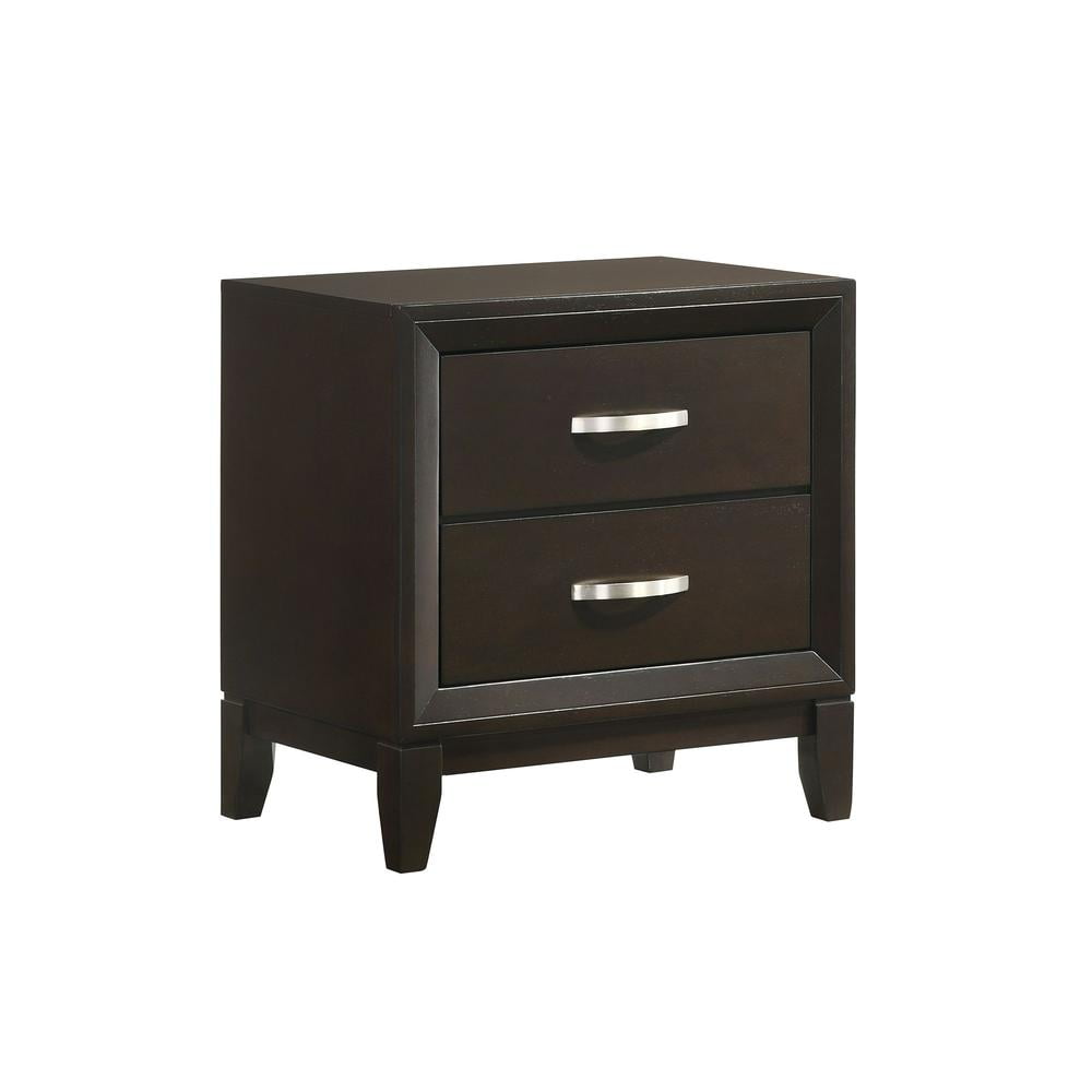 Merlot 2-Drawer Plywood and Rubber Wood Nightstand