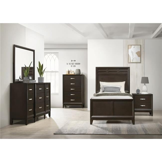 Merlot Twin Wood Bed with High Headboard and Drawers