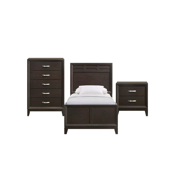 Picket House Furnishings Warren Twin Panel 3PC Wood Bedroom Set in Merlot