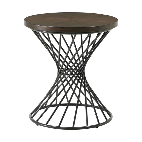 Elements Picket House Furnishings Williams Round End Table in Walnut