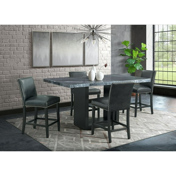 Picket House Furnishings Willow Marble Counter Height Table in Gray