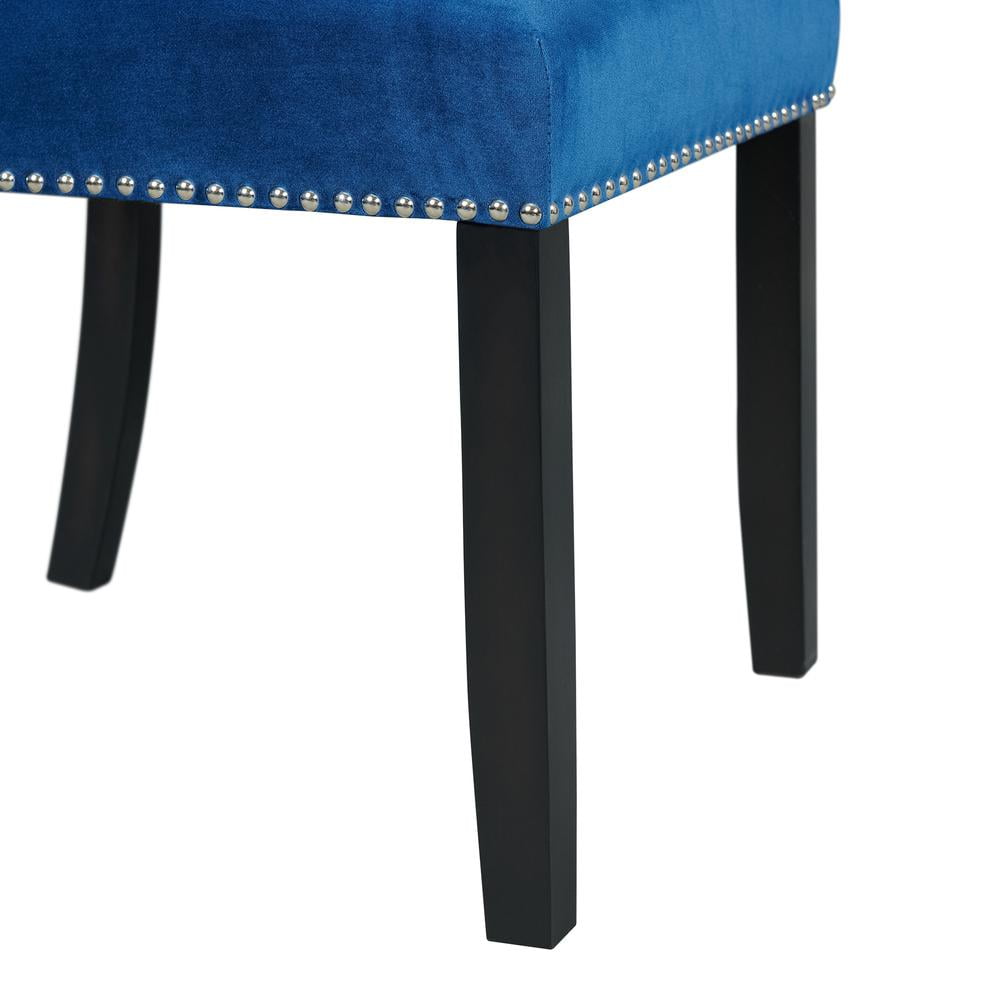 Willow White Marble Dining Set with Blue Velvet Chairs