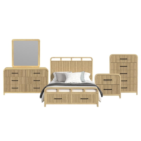 Picket House Furnishings Woodridge Full Storage 5PC Bedroom Set in Natural