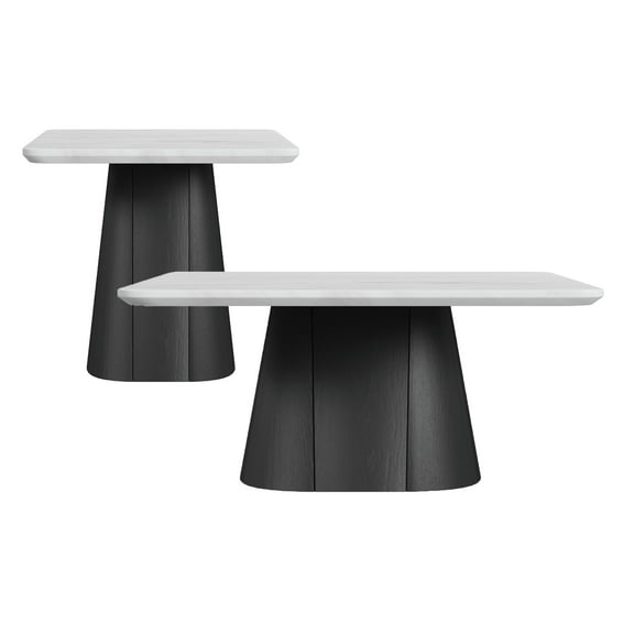 Picket House Furnishings Yuri 2PC Occasional Table Set in White and Black