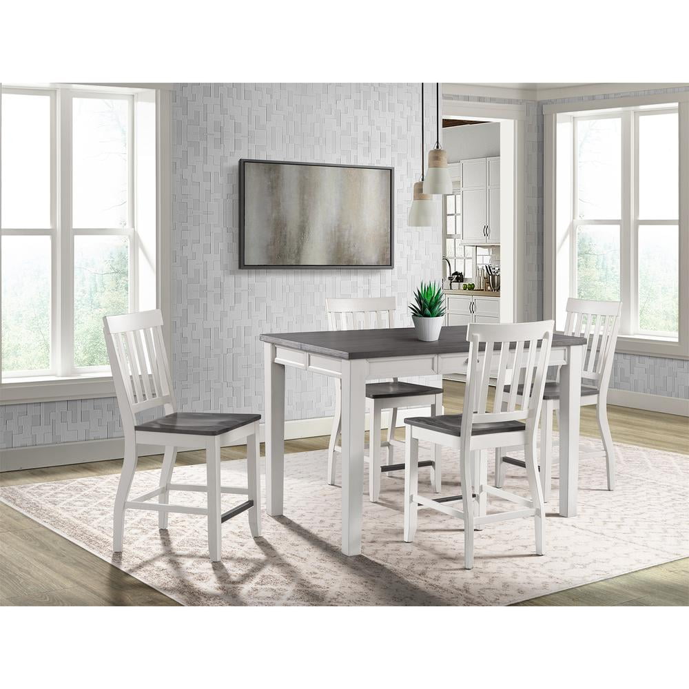 Jamison Two Tone White and Gray 5-Piece Counter Height Dining Set