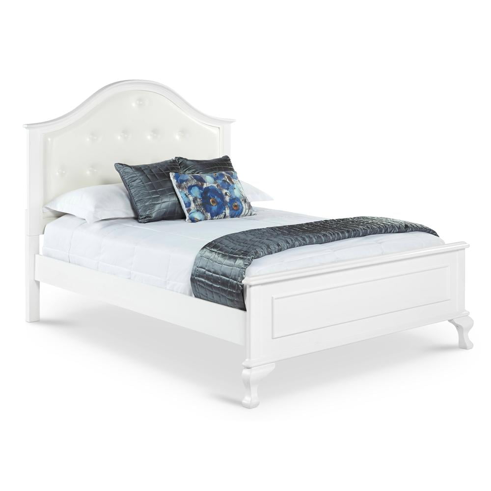 Isabella Full White Upholstered Bed with Pine Frame and Tufted Headboard