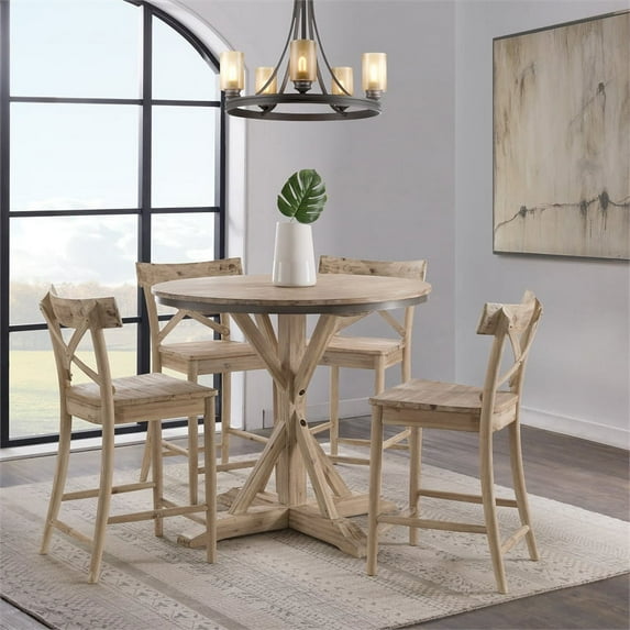 Picket House Keaton Round Counter Height 5PC Dining Set-Table and Four Stools