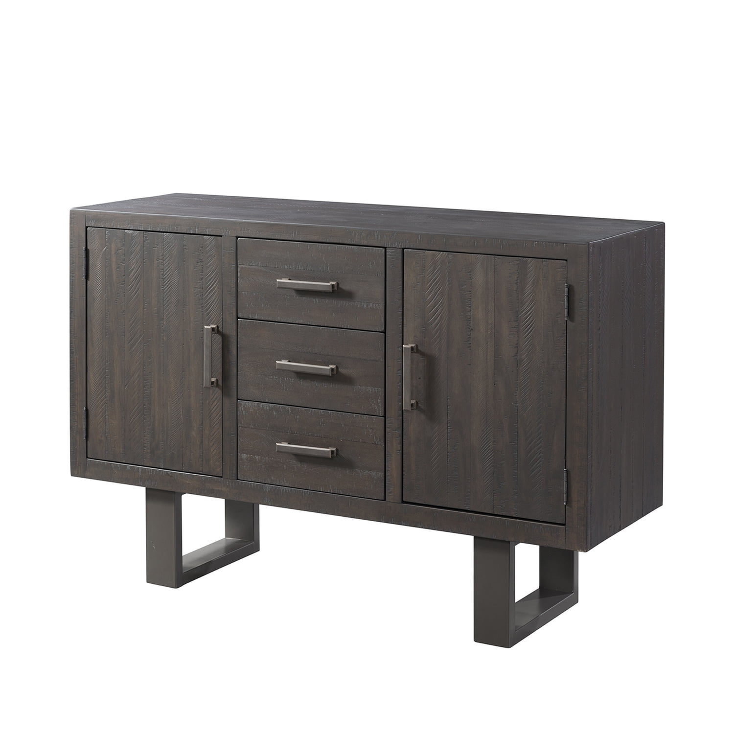 Sullivan Dark Ash Poplar Wood Server with Metal Legs