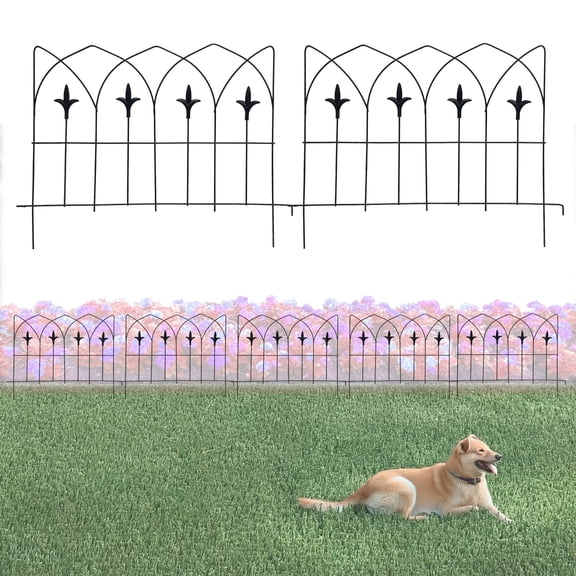 Glamos Wire 19 inch Picket Top Finial Panel Fence Metal Decorative Garden Border 5 Pack Covers Up To 10 feet