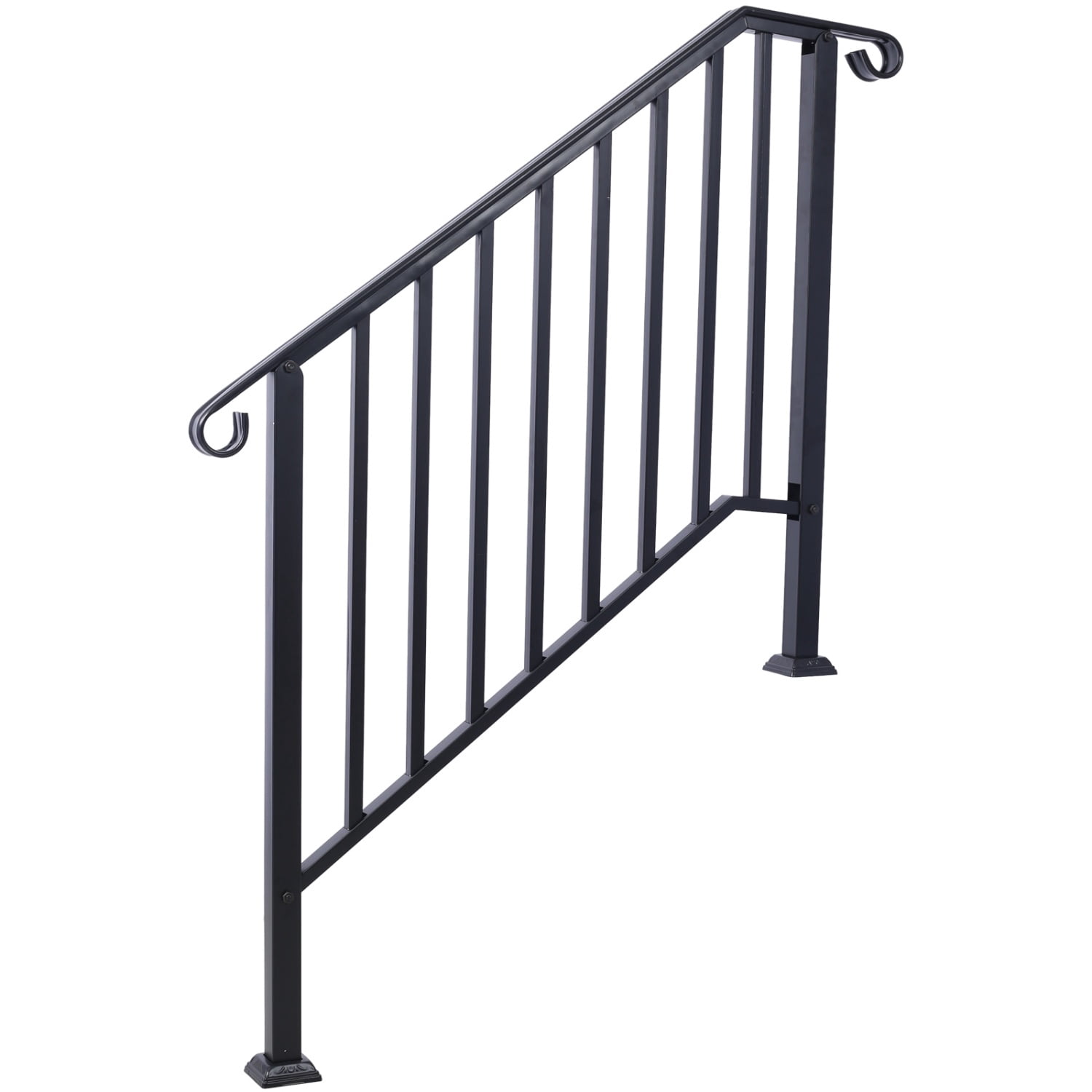 Picket Wrought Iron Handrail, 3-Step, Powder Coated, Rustproof, Versatile Application