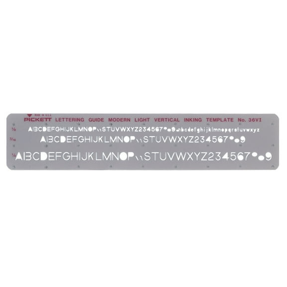 Pickett Letter and Number Guide, Modern Light Font, 1/8, 3/16 and 1/4 Inch Sizes (36VI)