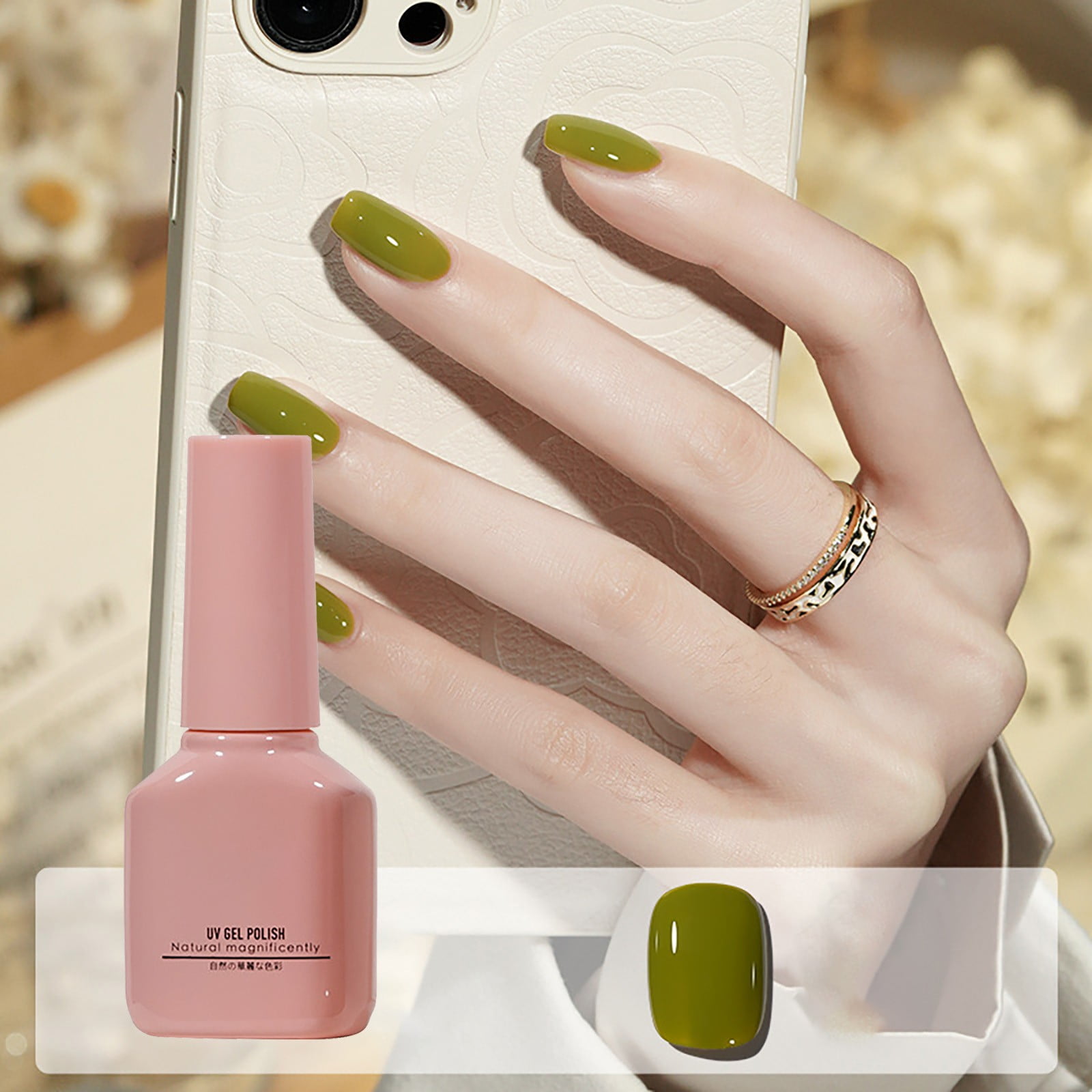 Picking Stone Gel Nail Light Base And Top Coat Stick on Nails Short Gel