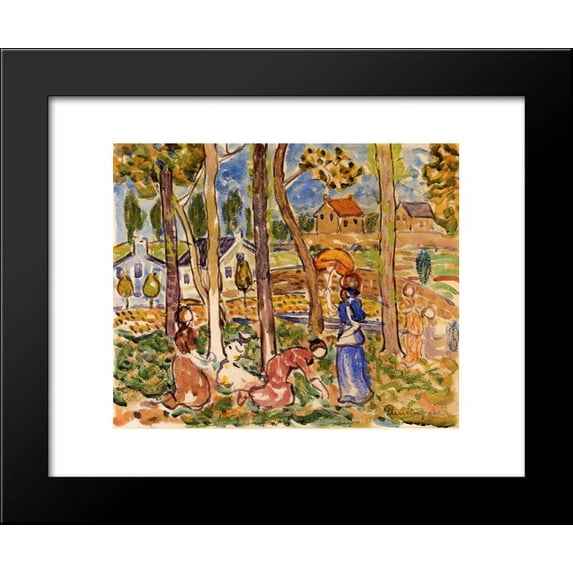 Picking Strawberries 20x24 Framed Art Print by Prendergast, Maurice