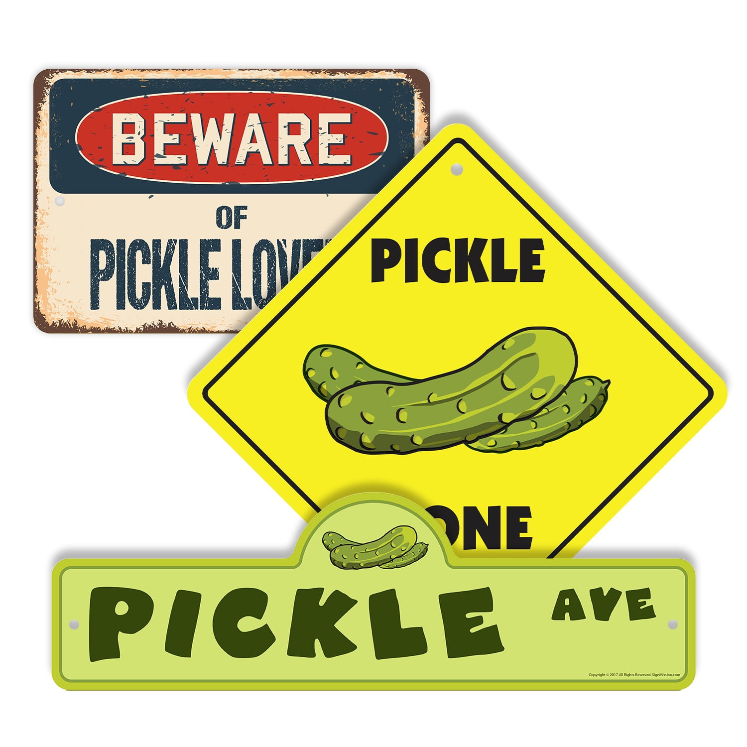 Pickle (3 Pack) Large Plastic Street Sign Crossing Sign Warning Sign ...
