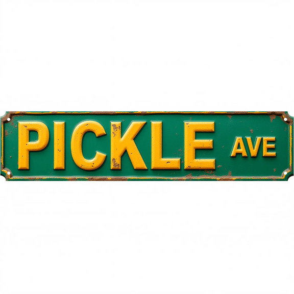 Pickle Avenue Tin Decor 16*4 Inches "PICKLE AVE" Kitchen/Patio Wall Art - Retro Food Accent, Pickle Decor, Kitchen Metal Sign