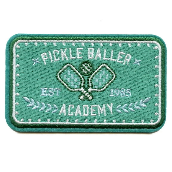 Pickle Baller Academy Patch Wooden Paddle Sport Embroidered Iron On Patch