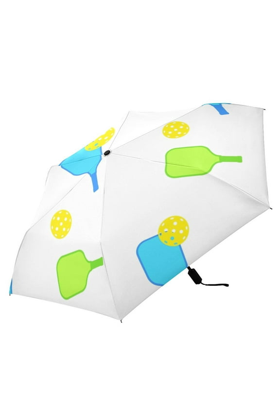 Pickle Balls Compact Folding Umbrella for Rain Windproof Travel Umbrella UPF 50+ Lightweight Packable Arc Size
